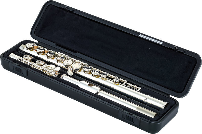 Yamaha YFL-382 flûte traversière (Ut, Boehm) – tête en argent massif, clés ouvertes en ligne (sol aligné), cheminées tirées, étui inclus