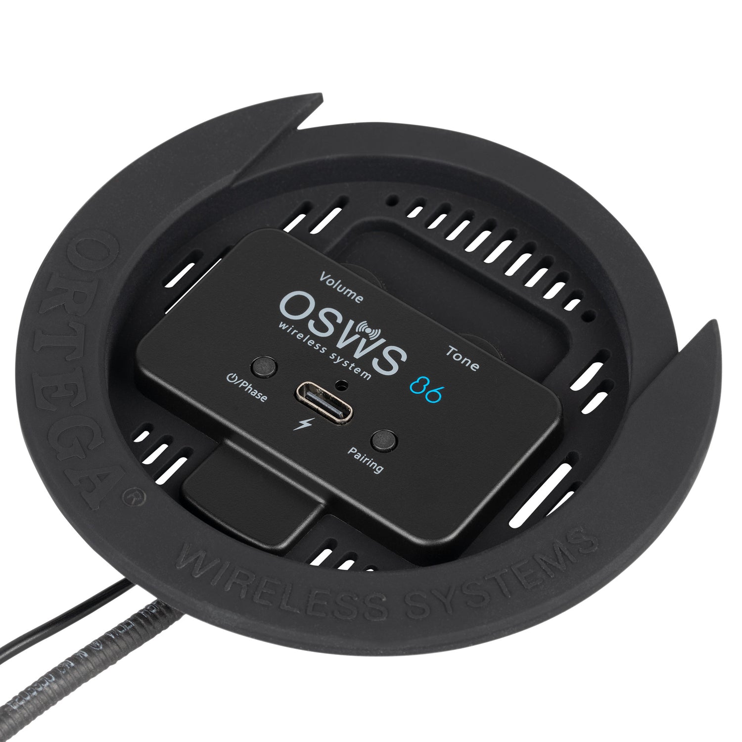 ORTEGA Kabelloses Schallloch-Tonabnehmersystem für klassische Gitarren - 86 mm Durchmesser - Musik-Ebert Gmbh