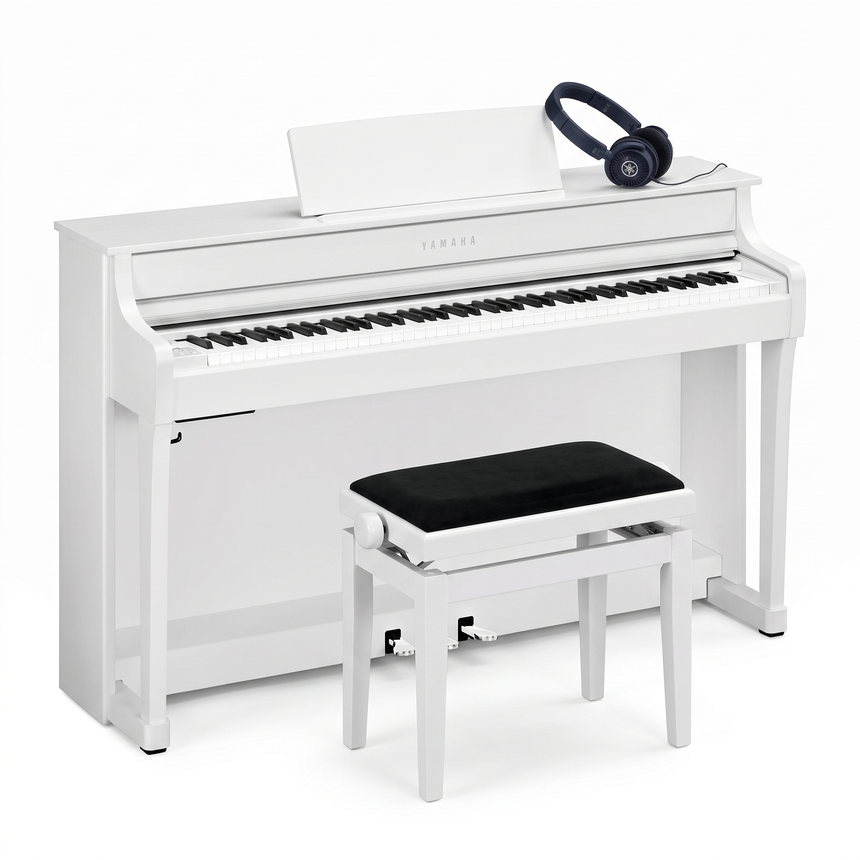 Yamaha CLP 835 Weiß Matt Bundle mit Bank und Kopfhörer – bundle-hero