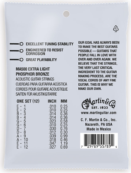 Martin Guitars MA-500 · Phosphor Bronze Saiten Westerngitarre 12 String - Musik-Ebert Gmbh