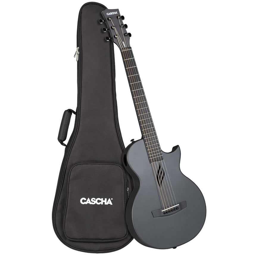 CASCHA Carbon Fibre Akustikgitarre mit Tasche, Gurt und Plectren - Musik-Ebert Gmbh