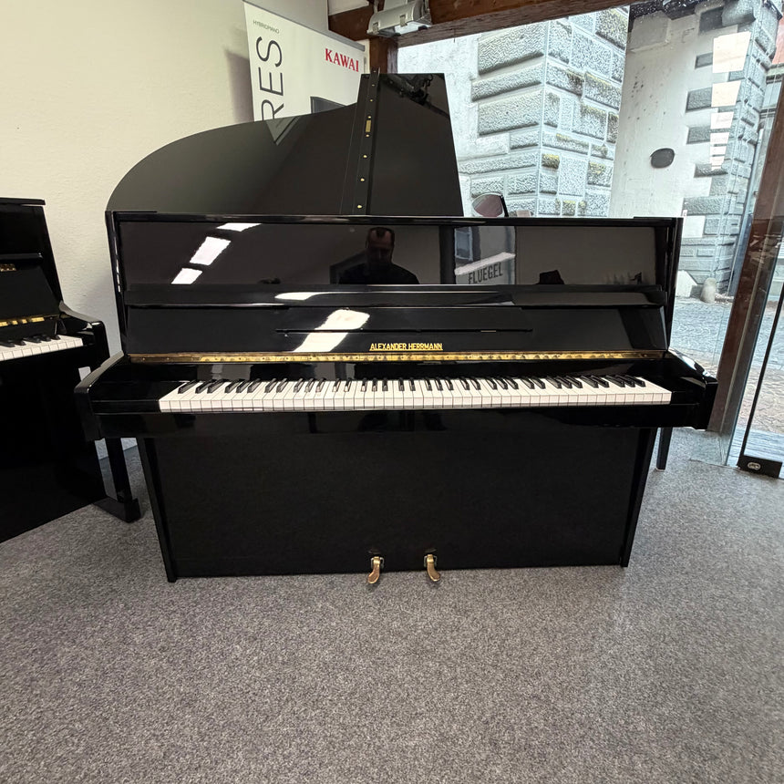 ALEXANDER HERRMANN Klavier 110M Occasion schwarz Lack Bj. 1985 , guter Zustand (gebraucht) - Musik-Ebert Gmbh