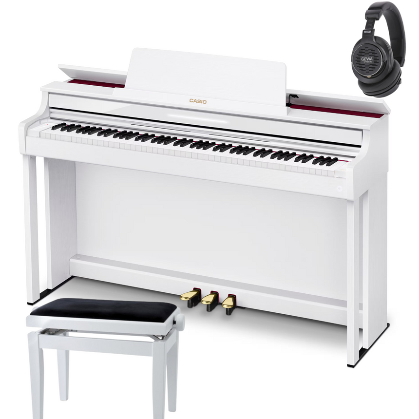 Casio AP-550 Weiß Bundle mit Bank und Kopfhörer - Musik-Ebert Gmbh