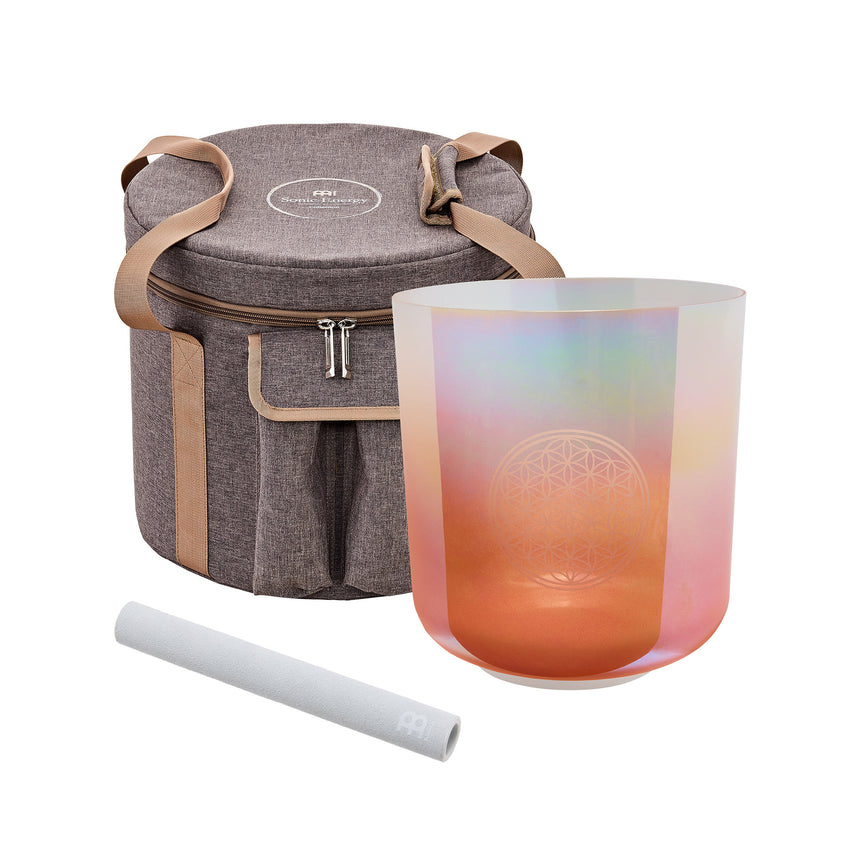 MEINL Sonic Energy 9" Essence Crystal Singing Bowl, 128 Hz, Helles Rosé Gold, Blume des ECSB128FOL