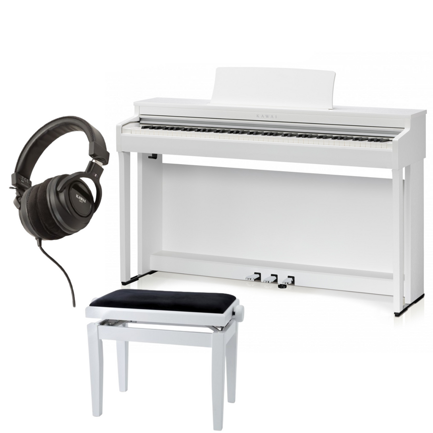 Kawai CN 201 Weiß Matt Bundle mit Bank und Kopfhörer - Musik-Ebert Gmbh