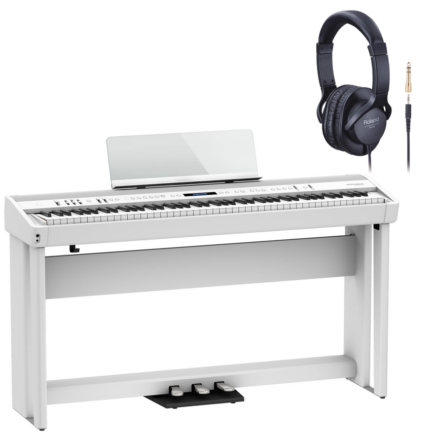 Roland Stagepiano FP-90X Weiß Bundle mit Ständer und Pedalleiste, Kopfhörer - Musik-Ebert Gmbh