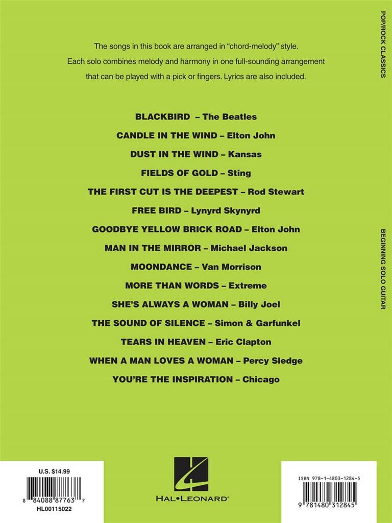 Beginning solo Guitar - Pop/Rock Classics: for guitar/tab - Musik-Ebert Gmbh