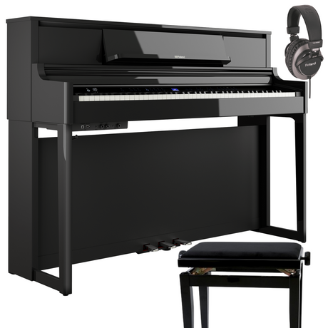 Roland LX-5 Schwarz Poliert Bundle mit Bank und Kopfhörer - Musik-Ebert Gmbh