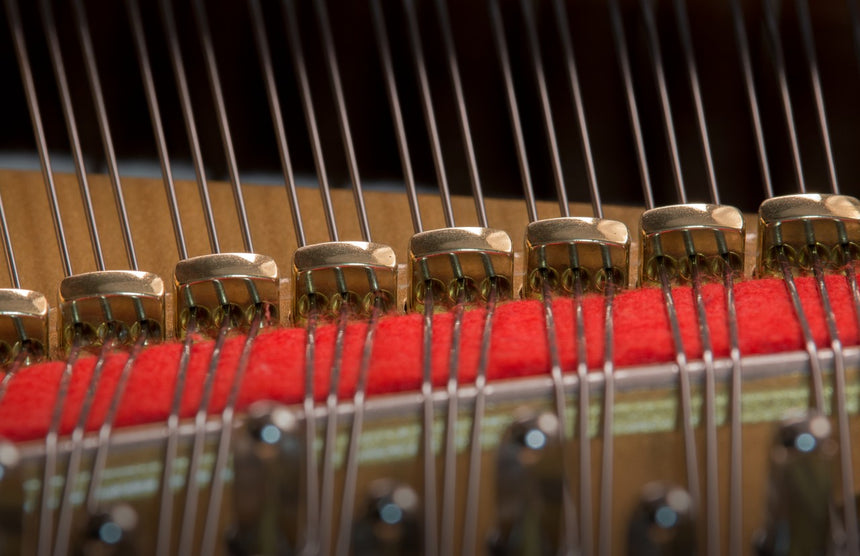 Agrafes et cordes du Kawai GL-50, gros plan de la galerie du fabricant