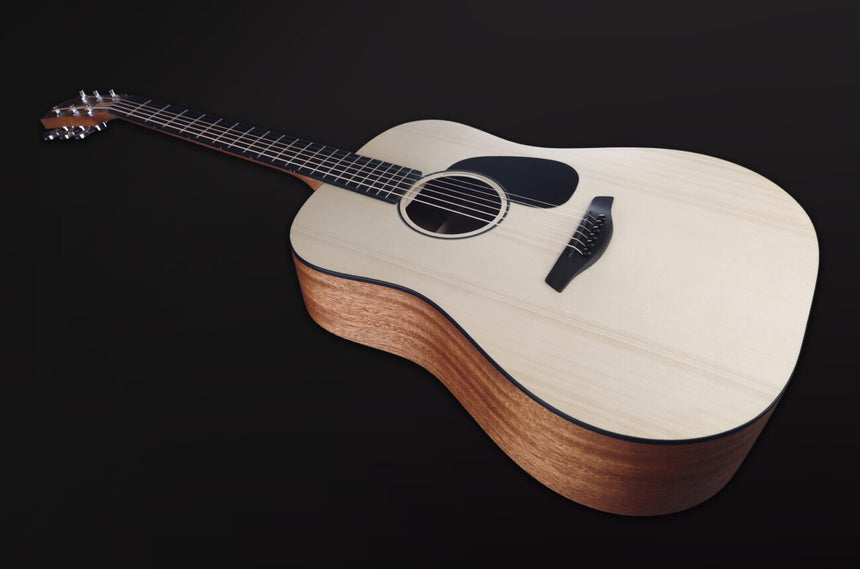 Furch Violet D-EM acoustic guitar in natural finish – three-quarter view