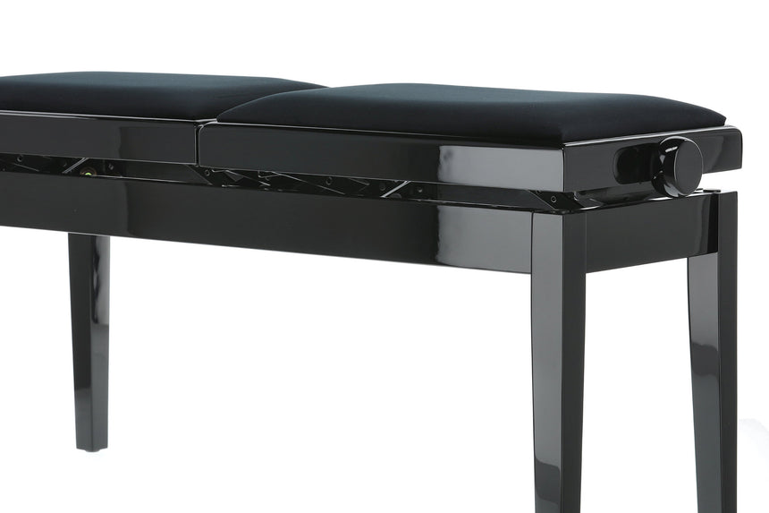 GEWA Pianobank Deluxe Double, noir poli – vue de trois quarts