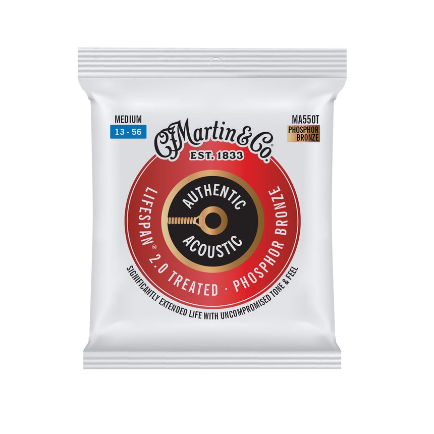 Martin MA550T Lifespan 2.0 Phosphorbronze-Saiten Medium 13–56, Vorderseite der Einzelpackung