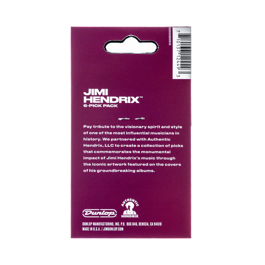 Dunlop JHP01M, Are You Experienced, Medium, six-pack – back of Medium six-pack packaging