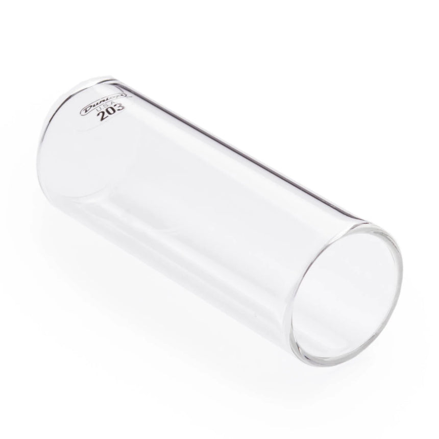 Slide Dunlop 203 en verre transparent, vue de côté en biais