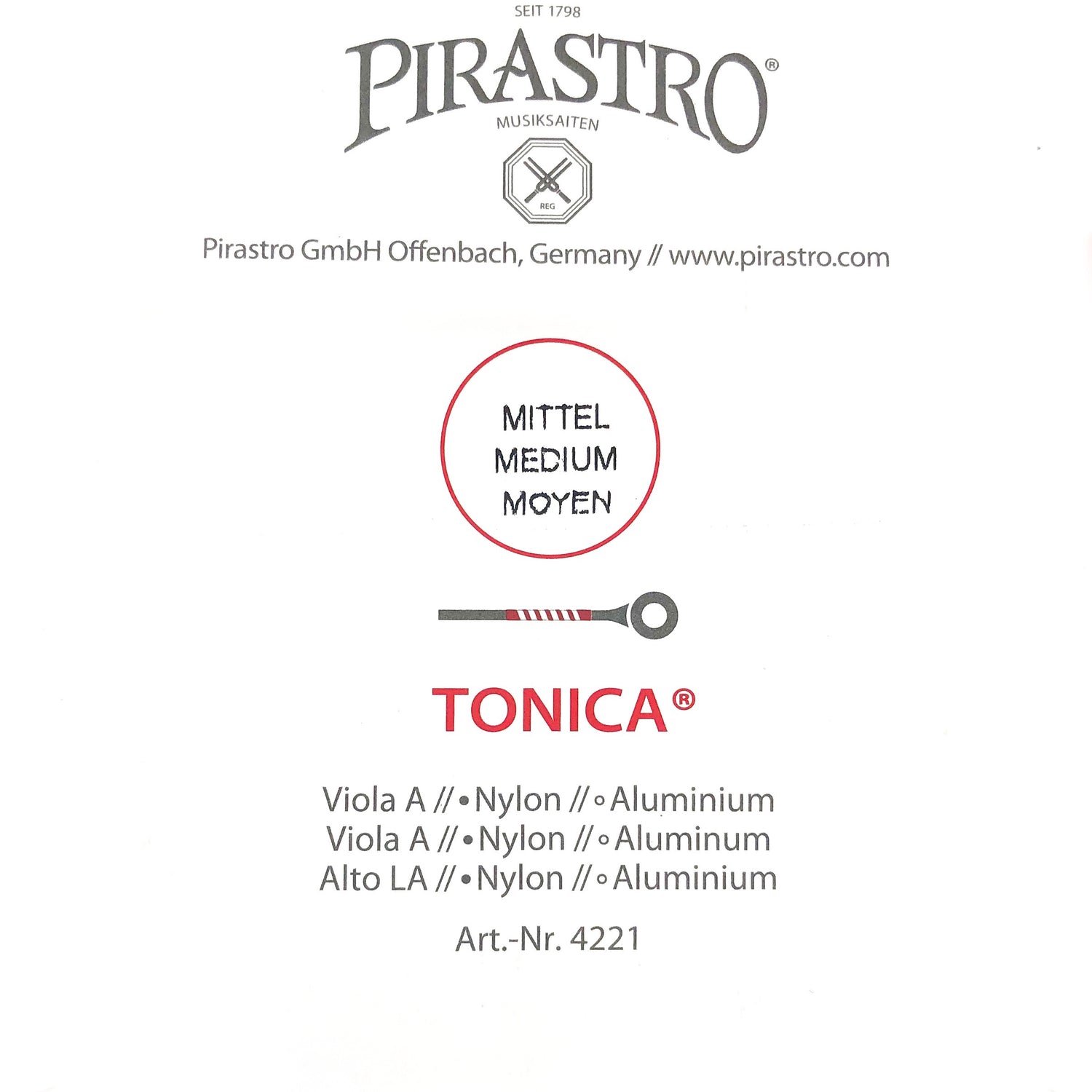 Pirastro Tonica Viola Einzelsaite A Medium 4/4 - Musik-Ebert Gmbh