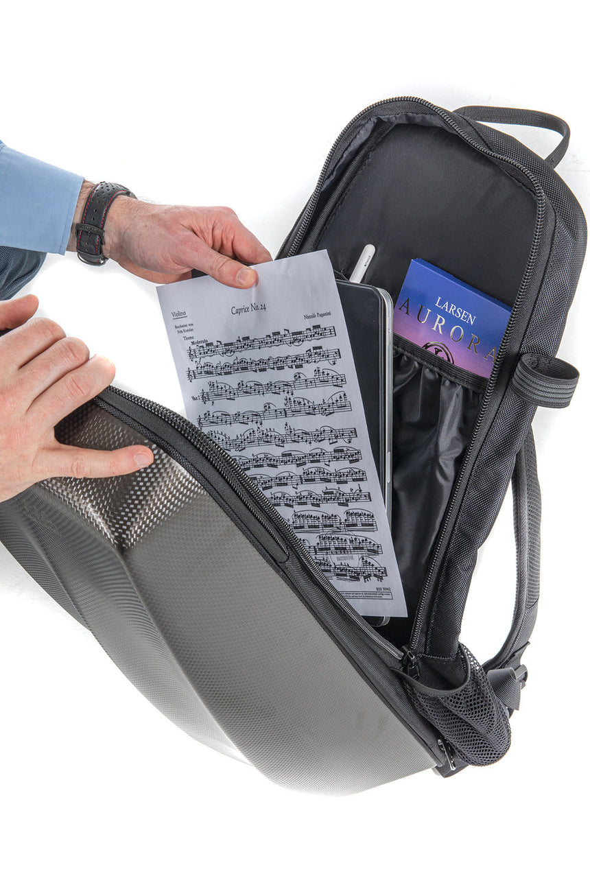 GEWA Violinkoffer, Rucksack, Space Bag, inkl. Bogenetui Titanium 4/4 - 3/4 33 x 67 (mit Bogenetui 79 ) x 19 cm - Musik-Ebert Gmbh