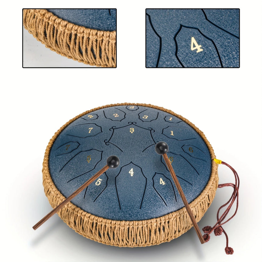 Basic Steel Tongue Drum – 12" drum with 15 tones for meditation &amp; sound therapy