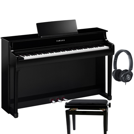 Yamaha CLP 835 Schwarz Poliert Bundle mit Bank und Kopfhörer - Musik-Ebert Gmbh