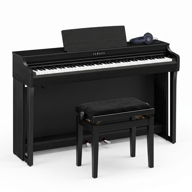 Yamaha CLP 825 Schwarz Matt Bundle mit Bank und Kopfhörer – bundle-hero