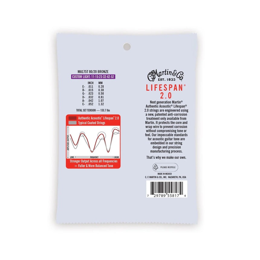 Martin Authentic Acoustic Lifespan® 2.0 Westerngitarre 80/20 Bronze Saitensatz - Musik-Ebert Gmbh