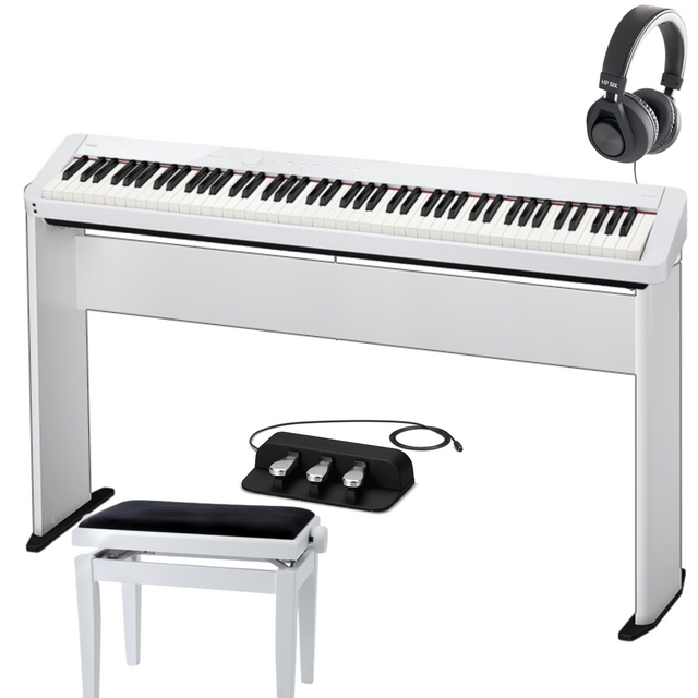 Casio PX-S1100 Weiß Deluxe Bundle mit Ständer, Pedalen, Bank und Kopfhörer - Musik-Ebert Gmbh