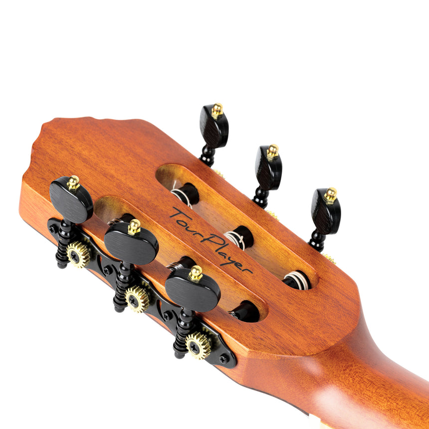 ORTEGA TourPlayer DeLuxe Nylon String Gitarre 6 String - geflammtes Ahorn Blau + Bag - Musik-Ebert Gmbh