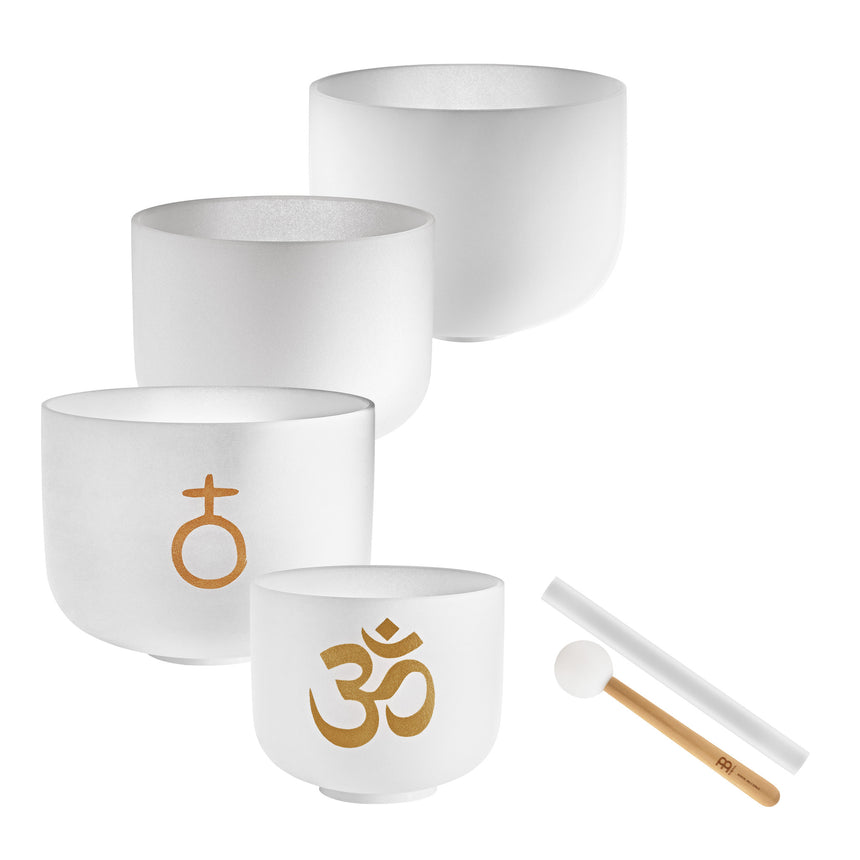 MEINL Sonic Energy 4-teiliges Om Crystal Singing Bowl Set CSBSETOM4 - Musik-Ebert Gmbh