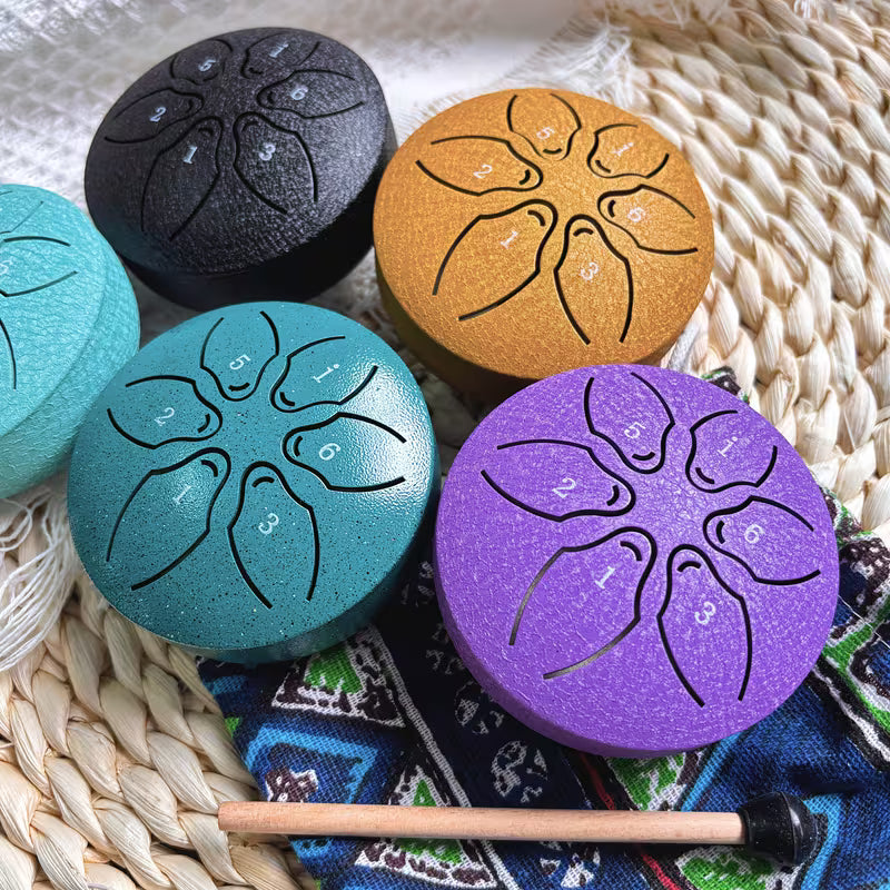 Basic Mini Steel Tongue Drum – 3″ drum with 6 tones for meditation &amp; sound journeys