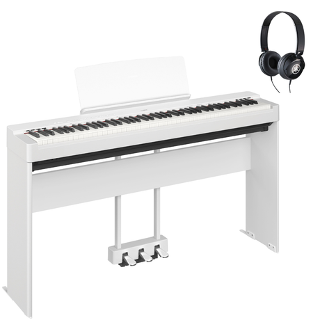 Yamaha P-225 Weiß Bundle mit Ständer, Pedalen und Kopfhörer - Musik-Ebert Gmbh