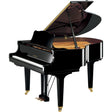 Piano à queue Yamaha GC1 TA3 noir poli, couvercle ouvert et commande TransAcoustic