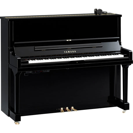 Piano droit Yamaha SE122 SH3 noir poli avec commande Silent et casque
