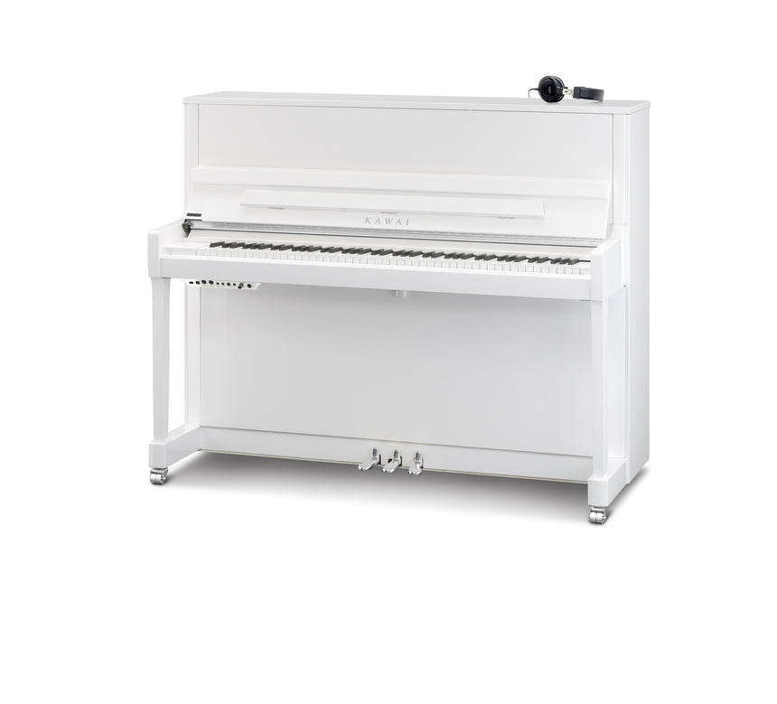 Kawai K-300 ATX4 Klavier in Weiß poliert mit Chrombeschlägen und ATX4-Bedieneinheit