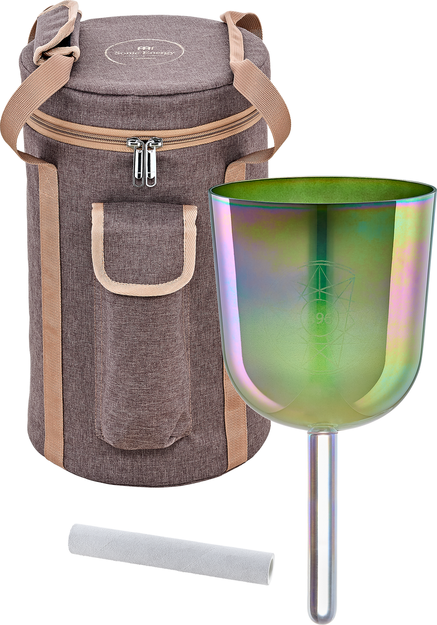 Bol chantant Meinl ESOLCSB396 Essence Solfeggio vert olive – avec sac et maillet