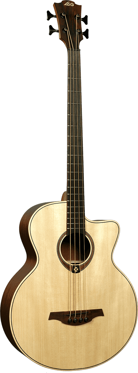 Lâg T177BCE acoustic bass in natural finish – front view