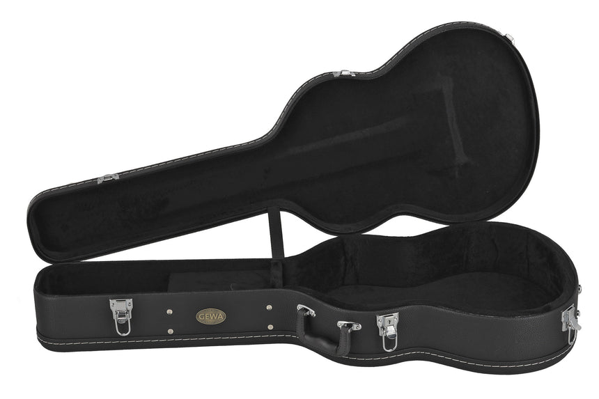 GEWA Konzertgitarrenkoffer Flat Top Economy 523.100, schwarz – offen, frontale Ansicht des Innenraums