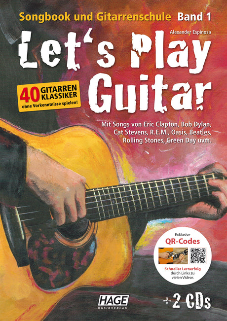 Let's Play Guitar Band 1 – Couverture avant avec mention de deux CD et des codes QR