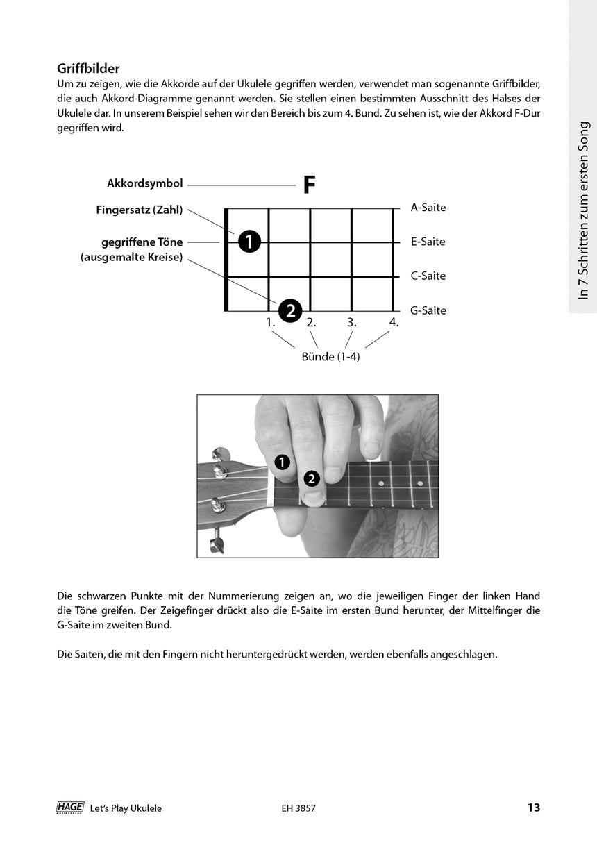 Let's Play Ukulele – Innenseite mit Ukulelen-Griffdiagrammen