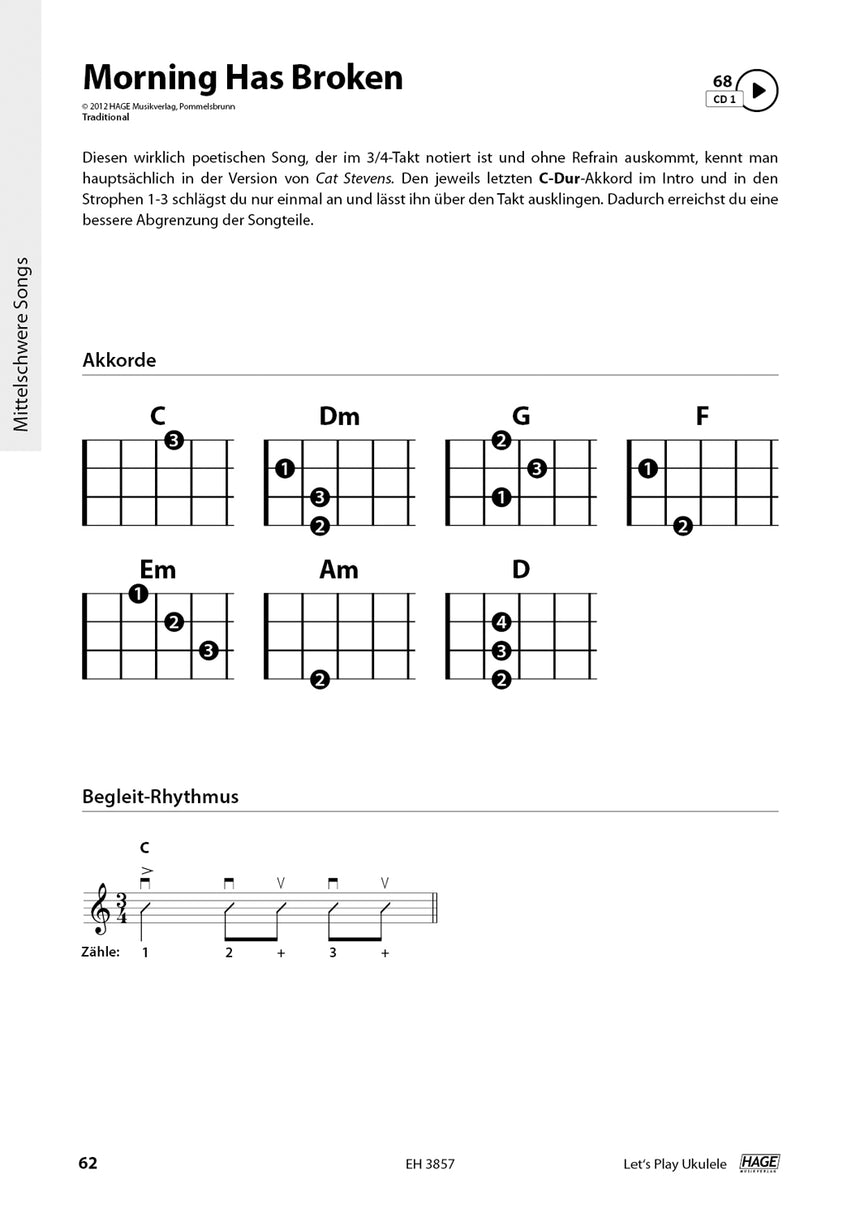 Let's Play Ukulele – Notenbeispiel Morning Has Broken, Seite 1