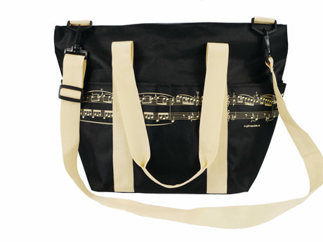 Sac à bandoulière Agifty B 3034 Pro Musica noir et crème, vue latérale avec bandoulière
