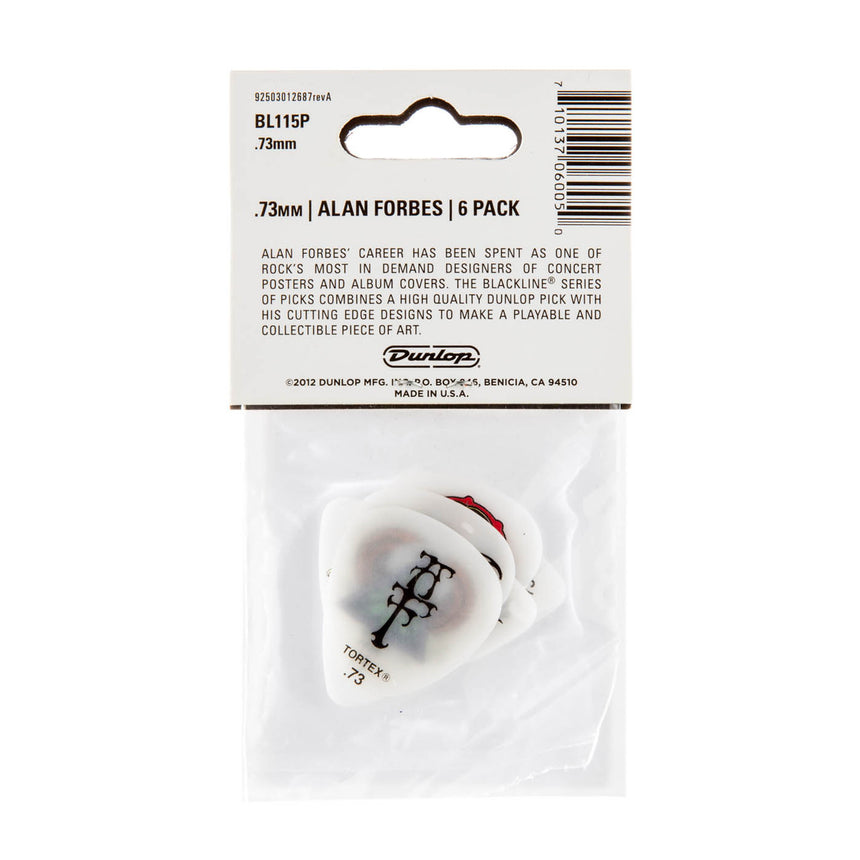 Dunlop Alan Forbes Blackline Series 2 BL115P.73, 0.73 mm, back of the six-pick pack