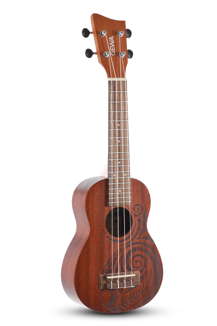 Ukulélé soprano GEWA Manoa Maori, sapelli naturel – vue de face
