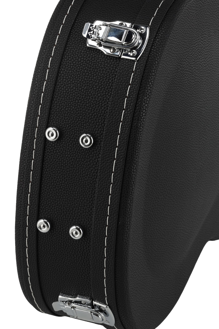 GEWA Arched Top Economy Konzertgitarrenkoffer 523.270, schwarz – Detail der Außenkante und Beschläge
