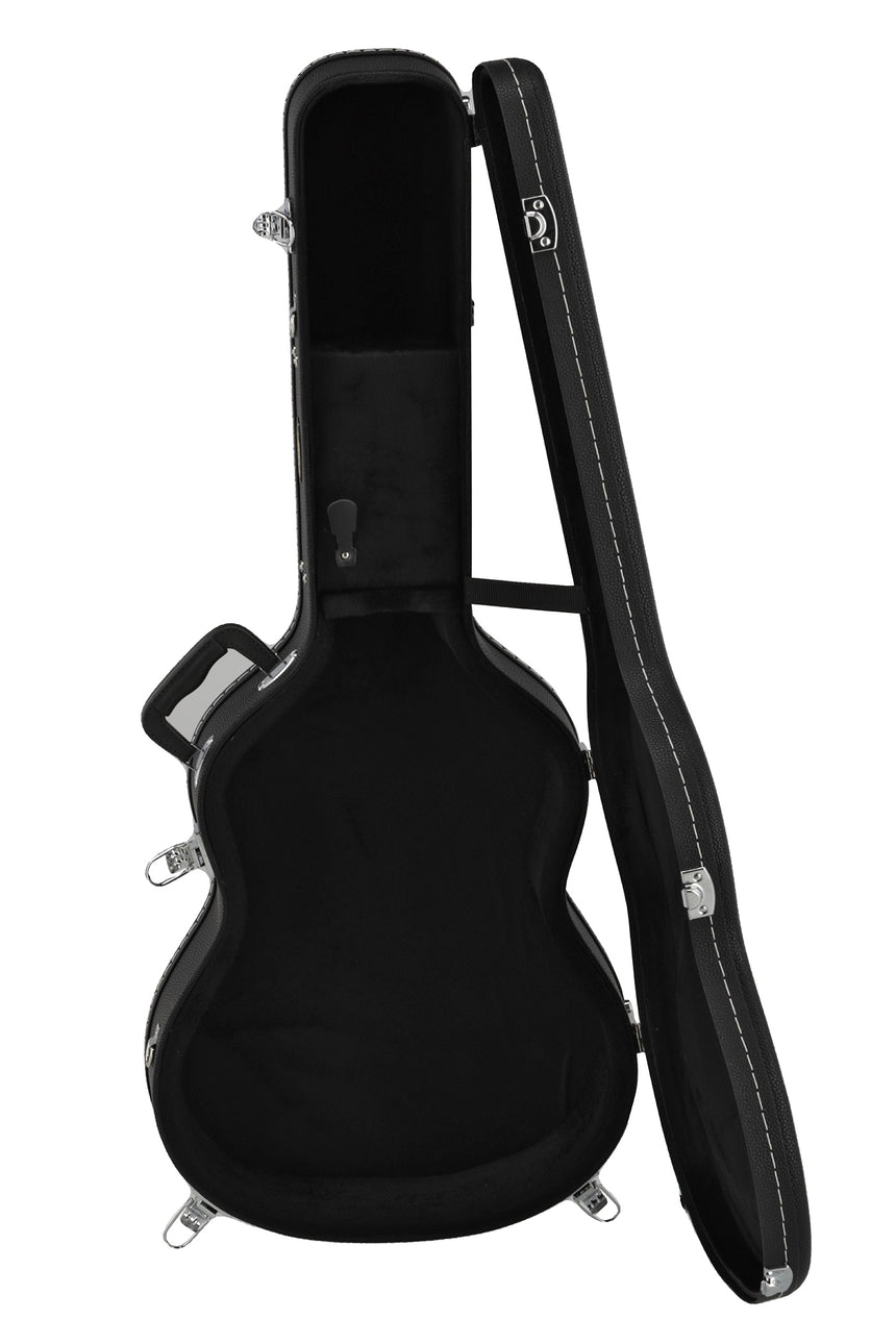 GEWA Arched Top Economy Konzertgitarrenkoffer 523.270, schwarz – Geöffnet, Hochkantansicht