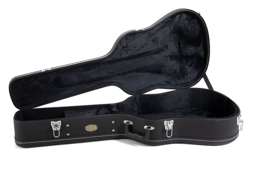Étui GEWA Flat Top Economy pour guitare acoustique 523.110, noir – vue intérieure de face, étui ouvert