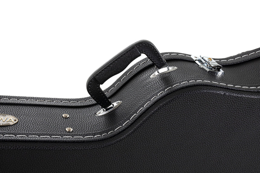 Étui GEWA Flat Top Economy pour guitare acoustique 523.110, noir – détail de la poignée et des ferrures