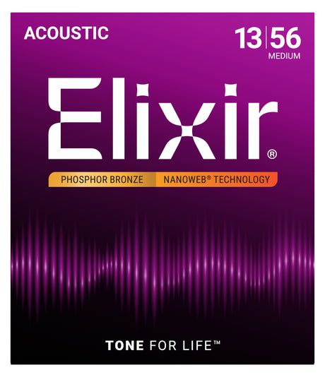 Elixir 16102 NANOWEB Phosphor Bronze 13/56 Medium – face avant de la boîte