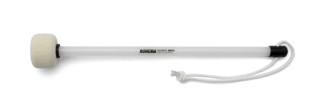 Mailloche Rohema BM850 61850 pour tambour de marche, tête en feutre blanc dur et tige en plastique, vue de côté.