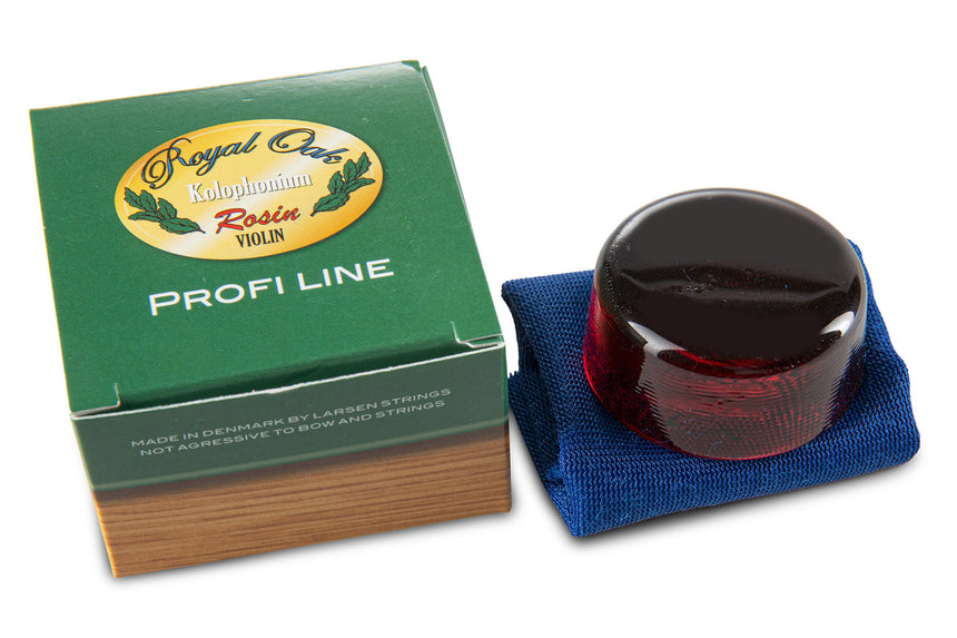 Colophane sombre Royal Oak Profi-Line pour violon – ouverte avec chiffon