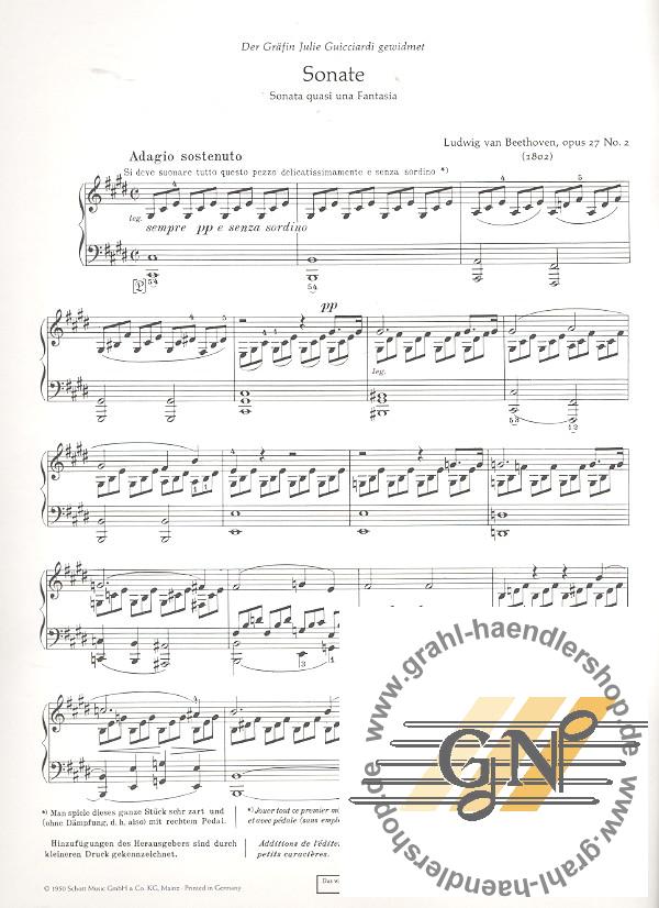 Sonate cis-Moll op.27,2 (Mondscheinsonate) - Beethoven, Ludwig van - Musik-Ebert Gmbh