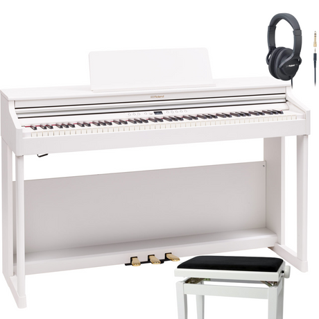 Roland RP 701 Weiß Matt Bundle mit Bank und Kopfhörer - Musik-Ebert Gmbh
